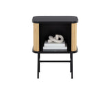 24" Natural and Black Modern Sliding Door Nightstand