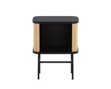 24" Natural and Black Modern Sliding Door Nightstand