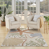 4' X 6' Blue And Orange Starfish Power Loom Area Rug