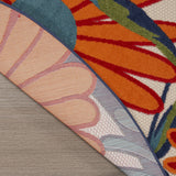 3' X 4' Blue and Orange Floral Power Loom Area Rug