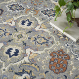 8' Green and Ivory Floral Power Loom Runner Rug