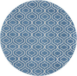 8' Gray Round Moroccan Power Loom Area Rug