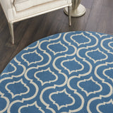 5' Gray Round Moroccan Power Loom Area Rug