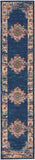 10' Blue and Ivory Oriental Power Loom Distressed Runner Rug