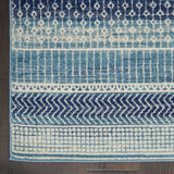 10' Navy Blue Floral Power Loom Runner Rug
