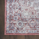 8' X 10' Blue And Pink Floral Power Loom Distressed Washable Area Rug