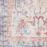 10' Gray Floral Power Loom Distressed Washable Runner Rug