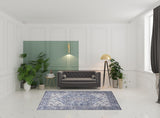6' X 9' Gray Floral Power Loom Distressed Washable Area Rug
