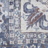 8' x 10' Gray Ivory and Blue Floral Distressed Washable Area Rug