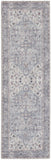 8' Gray Floral Power Loom Distressed Washable Runner Rug