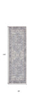 8' Gray Floral Power Loom Distressed Washable Runner Rug
