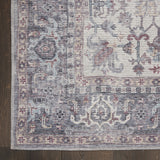 10' Gray Floral Power Loom Distressed Washable Runner Rug