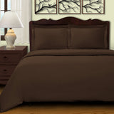 Dark Brown Twin Cotton Blend 400 Thread Count Washable Duvet Cover Set
