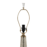 32" Silver Metallic Glass LED Table Lamp With Beige Drum Shade