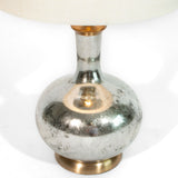 27" Clear Glass LED Table Lamp With Gray Drum Shade