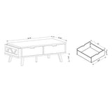 47" Gray Distressed Coffee Table With Two Drawers And Shelf