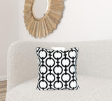 18" X 18" Black 100% Cotton Geometric Zippered Pillow