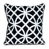 18" X 18" Black 100% Cotton Geometric Zippered Pillow