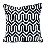 18" X 18" Black 100% Cotton Geometric Zippered Pillow