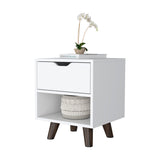 19" White One Drawer Faux Wood Nightstand