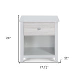 24" Black and Tan One Drawer Nightstand