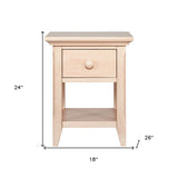 24" Black One Drawer Nightstand