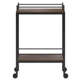 Brown Steel Rolling Bar Cart