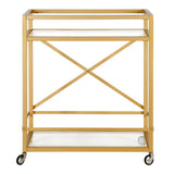 Brass Steel And Glass Rolling Bar Cart