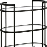 Brass Steel And Glass Oval Rolling Bar Cart