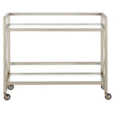 Nickel Steel And Glass Rolling Bar Cart