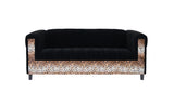 Two Piece  Leopard and Black Five Person Seating Set