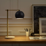 24" Gray Iron Usb Table Lamp With Gray Dome Shade