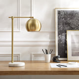 22" Brass Iron Desk Table Lamp With Brass Dome Shade