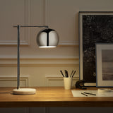 22" Brass Iron Desk Table Lamp With Brass Dome Shade