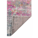 7' Pink and Orange Round Abstract Power Loom Area Rug