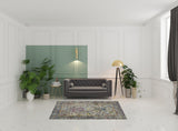 5' x 7' Gray Floral Power Loom Area Rug