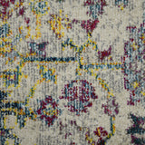 7' Gray Round Floral Power Loom Area Rug