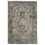 9' x 12' Gray Floral Power Loom Area Rug