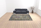 9' x 12' Gray Floral Power Loom Area Rug