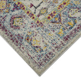 9' x 12' Gray Floral Power Loom Area Rug