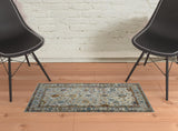 2' x 3' Orange and Ivory Floral Power Loom Area Rug