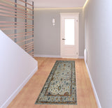 8' Orange and Ivory Floral Power Loom Runner Rug