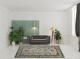 8' x 11' Orange and Ivory Floral Power Loom Area Rug