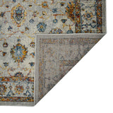 7' Orange and Ivory Round Floral Power Loom Area Rug