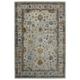 9' x 12' Orange and Ivory Floral Power Loom Area Rug