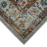 9' x 12' Orange and Ivory Floral Power Loom Area Rug