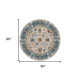 8' x 11' Blue and Orange Floral Power Loom Area Rug