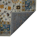 7' Blue and Orange Round Floral Power Loom Area Rug