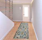 8' Orange and Ivory Floral Power Loom Runner Rug