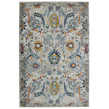 8' x 11' Orange and Ivory Floral Power Loom Area Rug